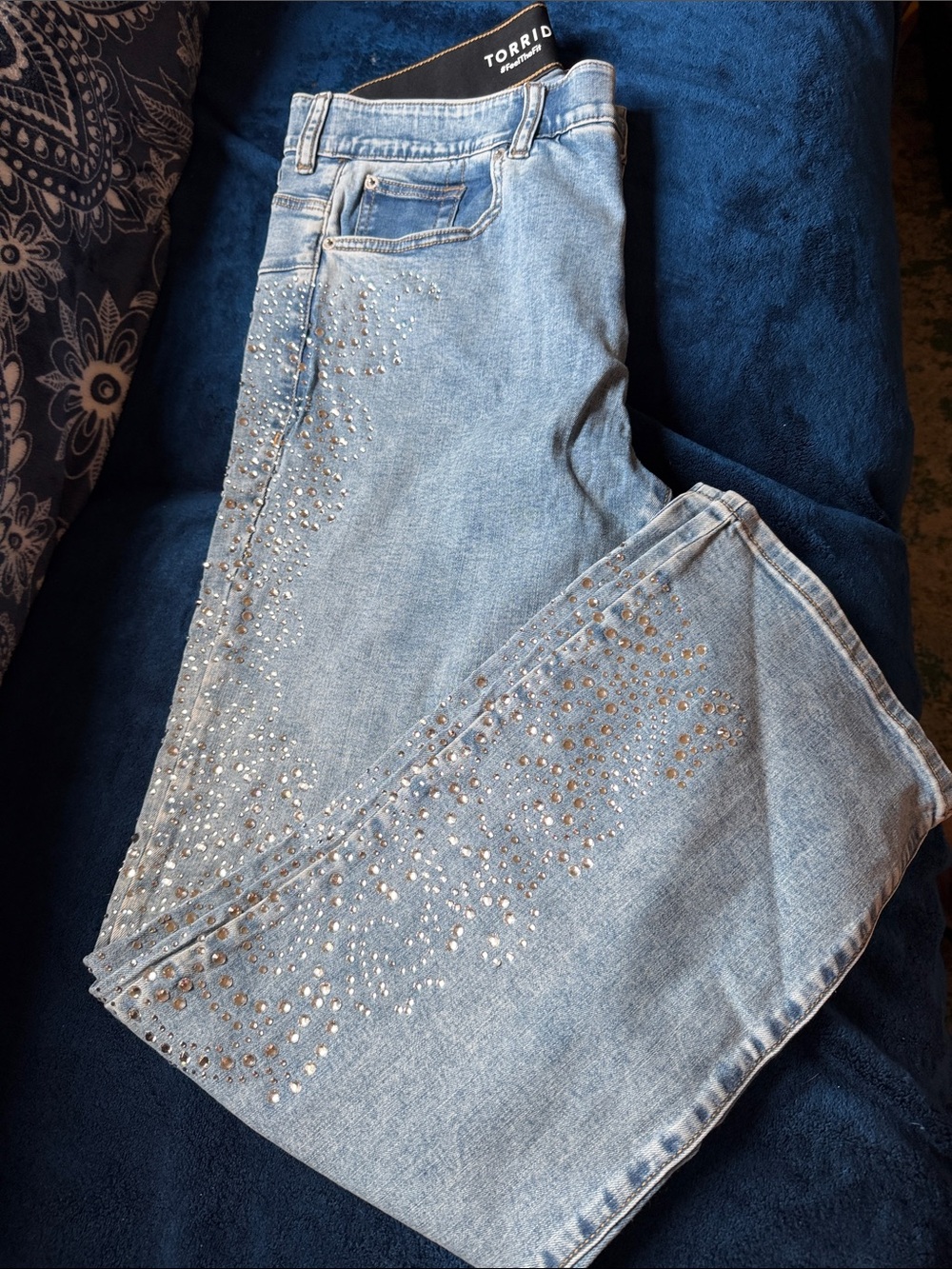 torrid Light Blue Wide Leg Jeans with Silver Studs